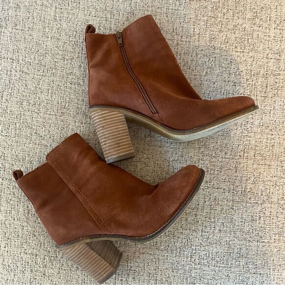 Seychelles rust brown suede heel booties size women’s 9.5 - Picture 4 of 10
